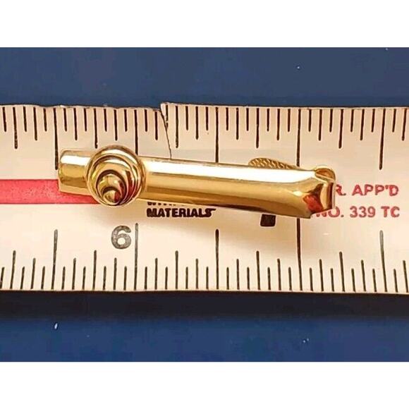 HTF Vtg Brent Gold Tone Cuff Links Lapel Tie Clip Snail Orb Details With Case - Picture 10 of 15